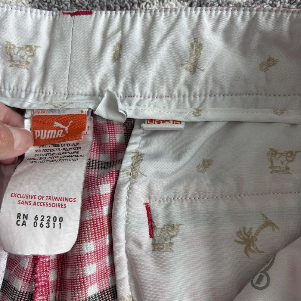 Puma Sportlifestyle Womens Red Plaid Golf Shorts Size 6 Gingham Performance